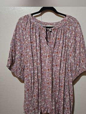 Floral Peasant Blouse in Dusty Rose - Women's Top